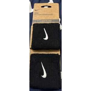 NEW - Set of 2 black Nike Swoosh Wristbands Adult Size